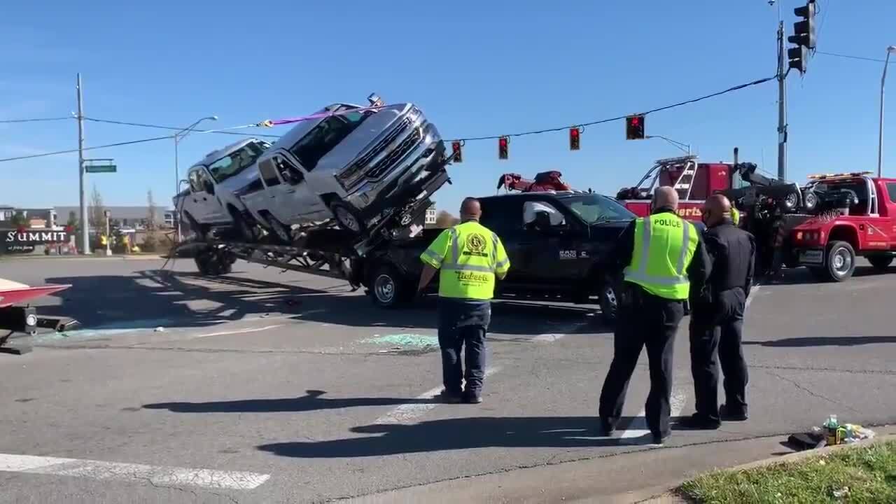 Crews Turn Three Trucks Over As They Clean Up Lexington Crash