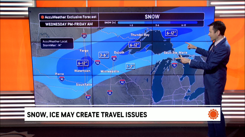 Snow and ice may create travel issues in the Upper Midwest and Northern ...