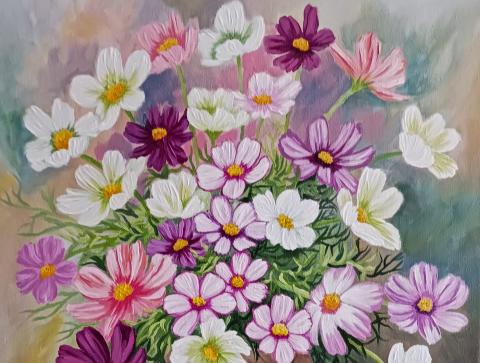 Still Life Cosmos Flower Easy