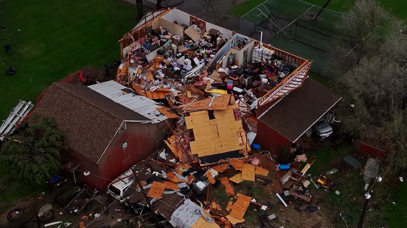 Drone video shows destruction left behind by Illinois tornado | AccuWeather