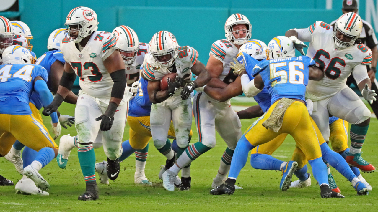 Salvon Ahmed sparks Dolphins' run game in first career start