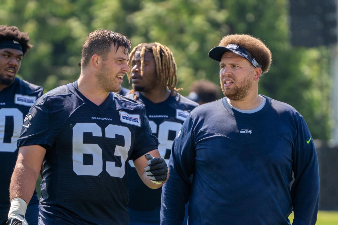 Seattle Seahawks guard Austin Blythe (63) before an NFL football