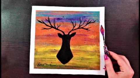 Happy Deer | How to Paint Easy With Acrylics on canvas