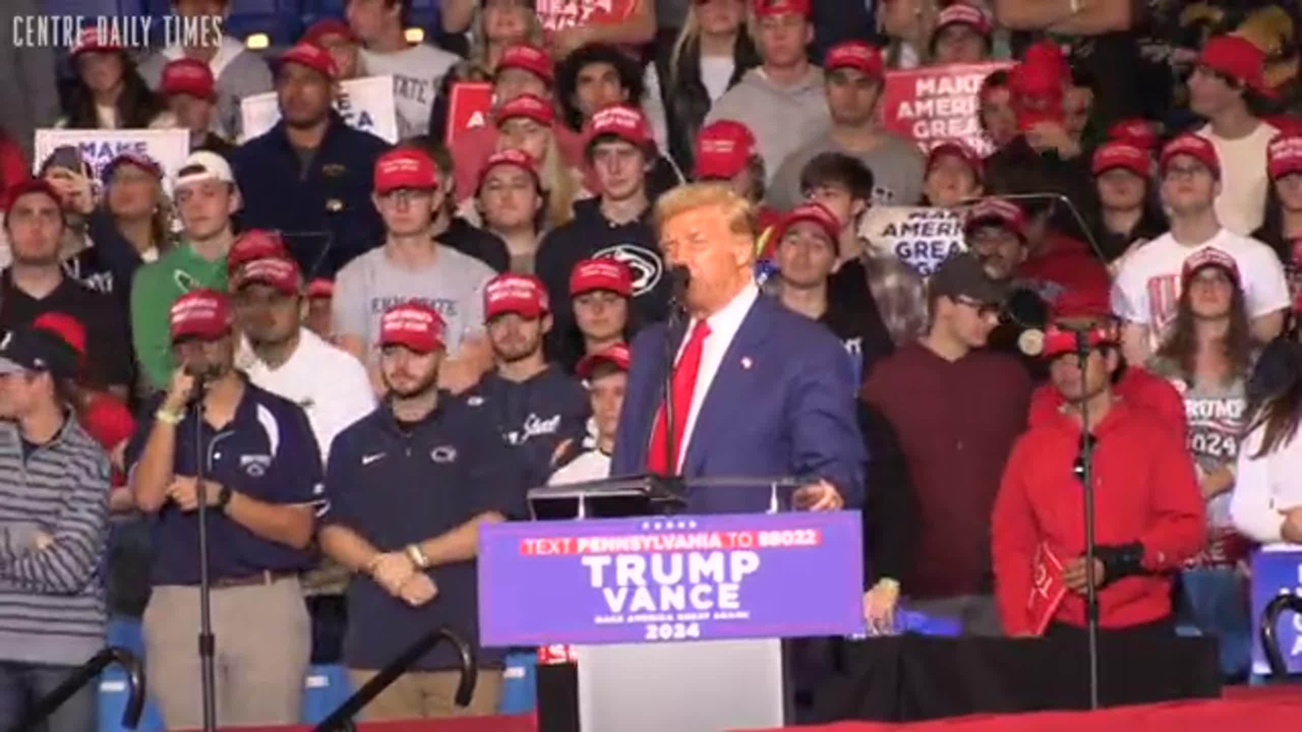 Trump Rally Pen Trump welcomes Penn State wrestlers to stage during rally | Centre ...