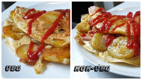 Potato Omelette Veg and Non-Veg | German Potato Omelette