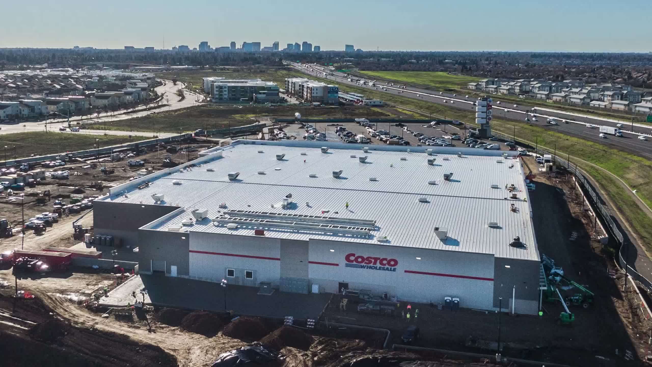 Drone video sacramento costco store under construction in natomas