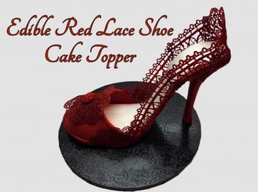 Edible Red Lace Shoe Cake Topper Tutorial