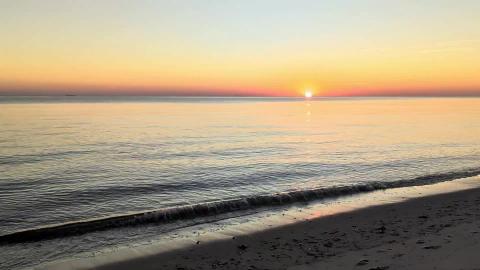 October Sunrise Meditation Over Bay Water  Calm Morning S...