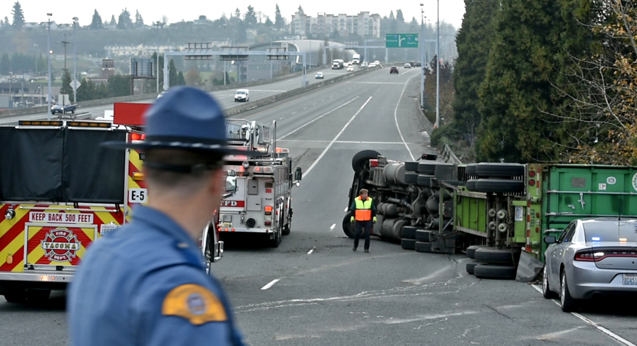 Overturned semi blocks ramp to 705 in Tacoma; driver unhurt | Tacoma ...