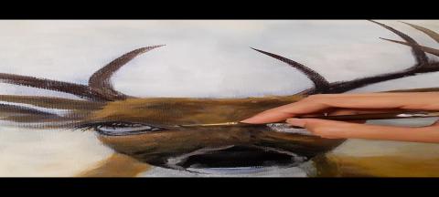 Painting deer eyes in acrylic