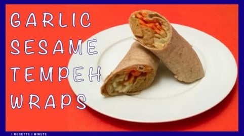 Garlic Sesame Tempeh Vegan Wraps / with Vegetables, Plant...