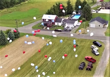  Drone Footage Of Balloon Release At Family Reunion.
