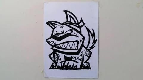 Drawing dog zombie cartoon graffiti