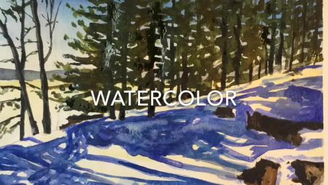 Watercolor Painting Timelapse- Winter on Lake Rosseau in ...