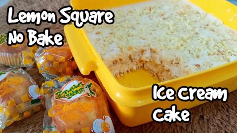 LEMON SQUARE ICE CREAM CAKE | How to make no bake ice cre...