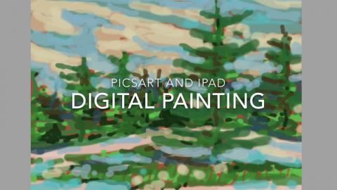 Digital Painting with PicsArt and iPad - Pines on Lake Su...