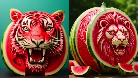 Amazing Watermelons! He Carved out all the Zoo Animals (s...