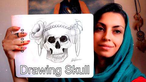 How to Draw Skull with pencil and funny stopmotion