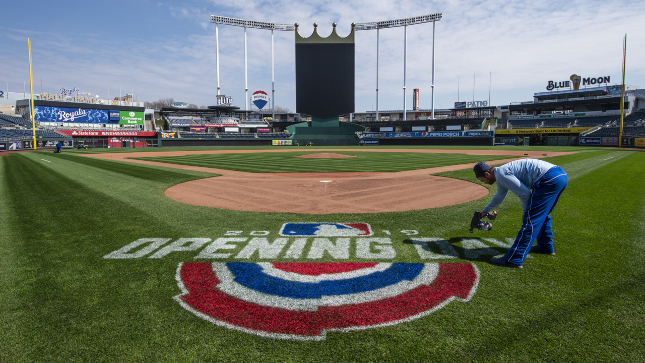 Watch as Kauffman Stadium is set up for Royals' opening day