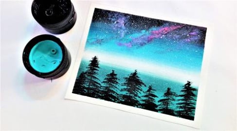 Milky Way Galaxy painting with Acrylic Colors