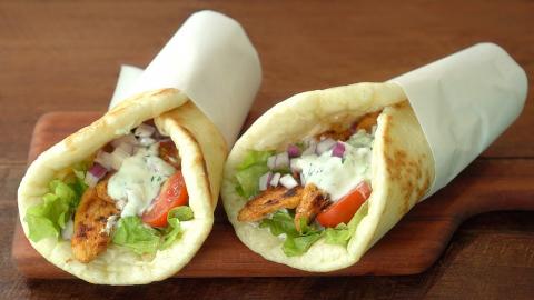 Flatbread Chicken Wrap _ Best Yogurt Sauce Recipe