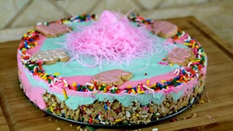 Colorful Cotton Candy Cheesecake | FunFoods