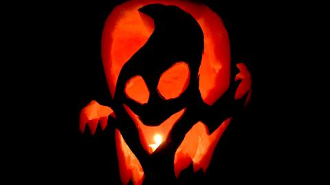 Ghost Pumpkin Lantern / Halloween Carving, Jack O'Lantern...