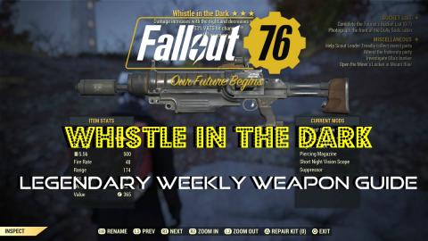 Fallout 76 | Whistle In The Dark | Legendary Weekly Weapo...