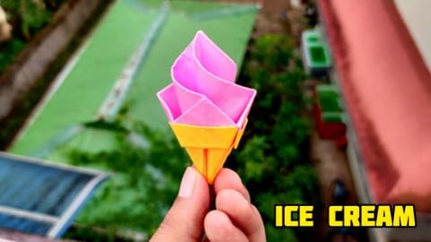 Cone Ice cream using Paper | Origami Tutorial by Magic Fo...