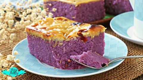 YUMMY UBE BIKO with CUSTARD TOPPING