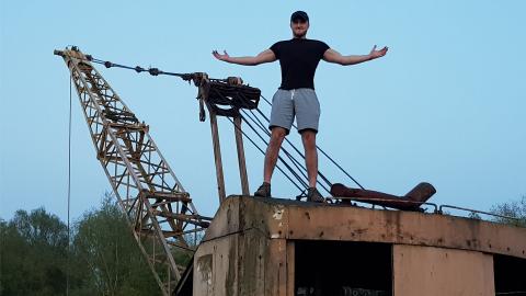 Abandoned Quarry with working crane left behind!