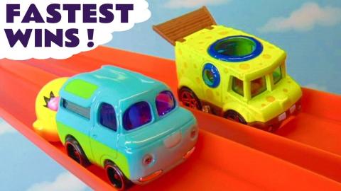 Disney Toy Story 4 Race with Hot Wheels Spongebob Squarep...