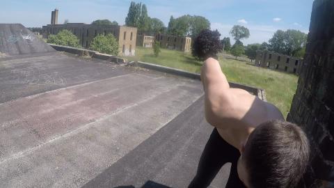 MESSING AROUND ON ROOF AT ABANDONED ARMY BASE...