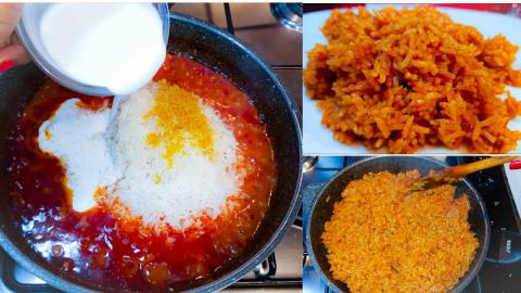 Jollof rice with coconut milk.