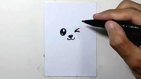Drawing Cartoon Cute Dog Sittingg