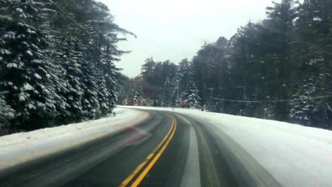 Adventure: Driving through a snow storm in Algonquin Park...