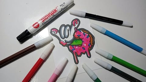 Drawing Donut Character Graffiti By Hand