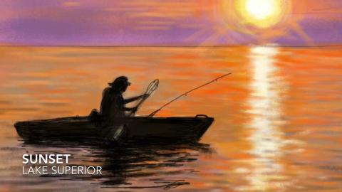 Painting Timelapse : Kayak fishing at Twilight on Lake Su...