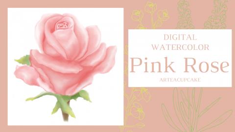 Romantic Pink Rose Watercolor Digital Illustration | Rela...