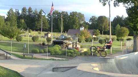 Riding BMX at Fayetteville Skatepark