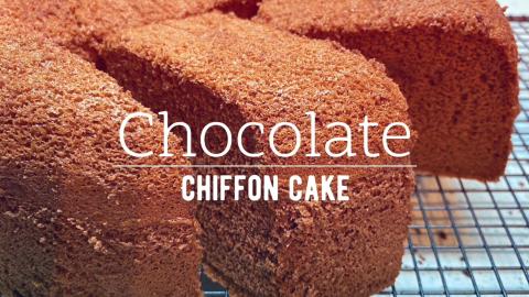 Soft & Fluffy Chocolate Chiffon Cake