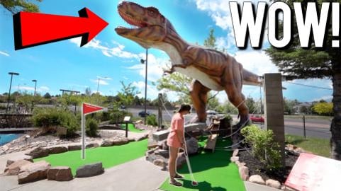 Epic One of a Kind Dinosaur Themed Mini Golf Course - Bac...