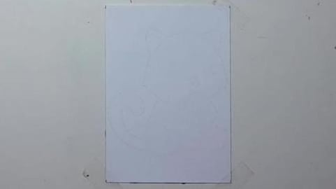 Drawing Cartoon Cute Cat Holding Fishh