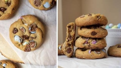 Brown Butter Cadbury Mini Egg Cookies Recipe | SweetTreat...