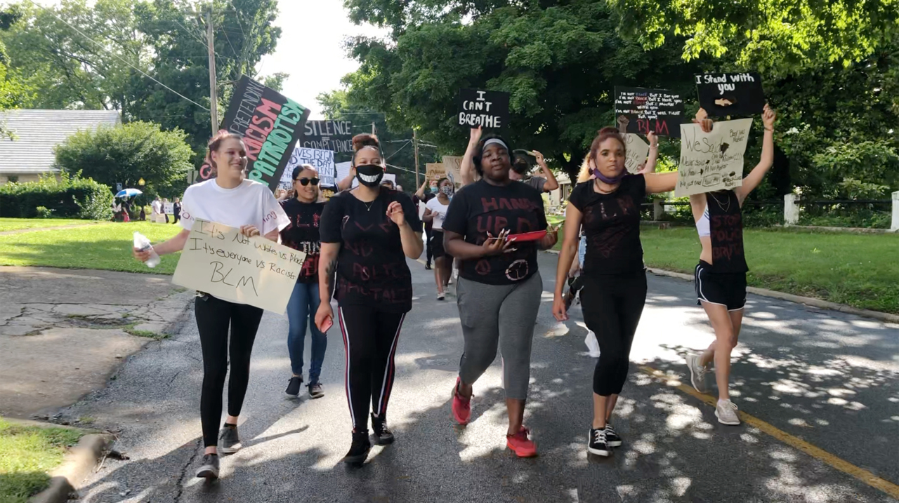 Protesters march on Anna, Illinois, a historic sundown town