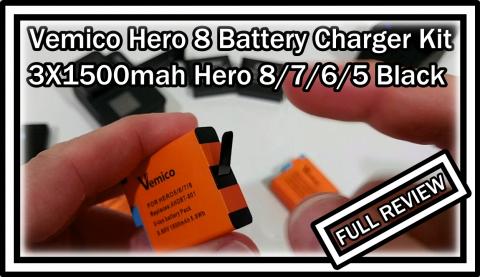 Vemico Hero 7/6/5 Akku Ladegerät Kit 3 Pack 1500mAh Ersatzakkus Typ-C LED 3-Kanal Ladegerät für