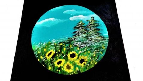 Sun Flowers painting With Acrylic Colors