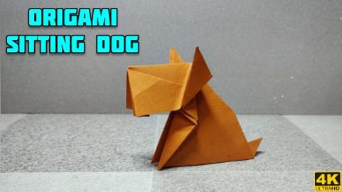 How to make Origami Sitting Dog | Origami tutorial | Pape...