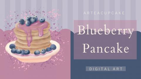 Blueberry Stacked Pancake Digital Art | Relaxing Painting...