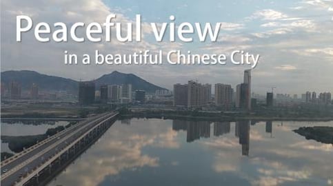 Beautiful view across the sea in Xiamen, China (time-laps...